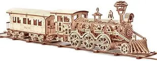 Модель Wood Trick Puzzle Mechaniczne 3D Lokomotywa R17 Z Wagonem I Torami