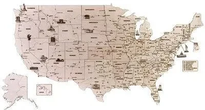 Модель Wood Trick Zabawka Drewniana Theme 3D Usa Wooden Map 100 Elementów WDTK072