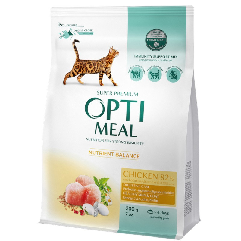 Корм для котів ОПТИМІЛ OPTIMEAL суха курка 200 г