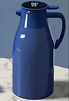 Термос Xiaomi 2 л c датчиком температури зі скляною колбою дорожній для чаю та кави з нержавійки Синій