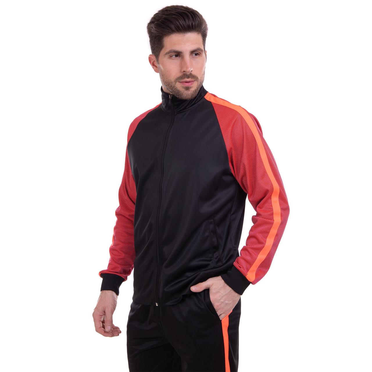 Спортивна кофта чоловіча на блискавці SP-Sport 6803 розмір XL (175-180 см) Black-Orange, фото 1