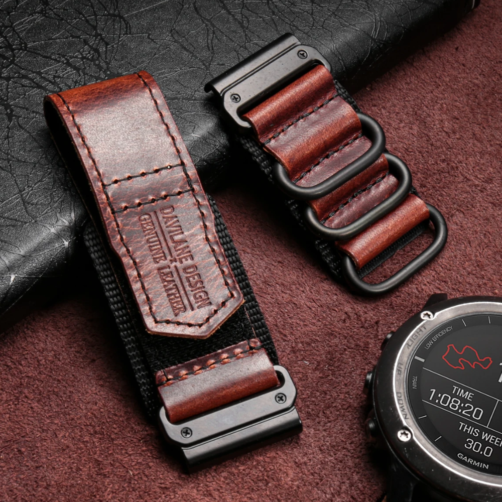 Ремінець шкіряний для смарт годинника 22мм на Smart Watch нейлон шкіра Зручний браслет для розумних смарт-годинників Hemsut, фото 1