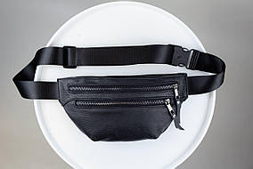 Чоловіча бананка Black Сумка на пояс із натуральної шкіри з регульованим ремінцем крос-боді для хлопця на 1 відділення