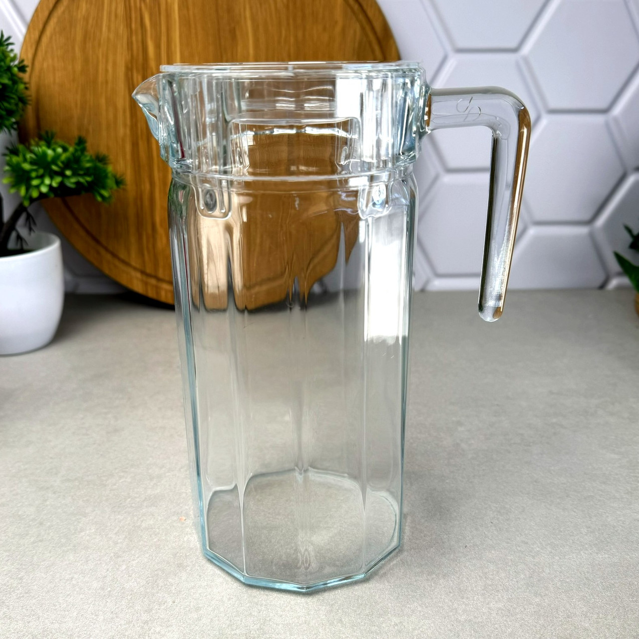 Глечик гранований із прозорою кришкою Pasabahce Кошем 1,4 л