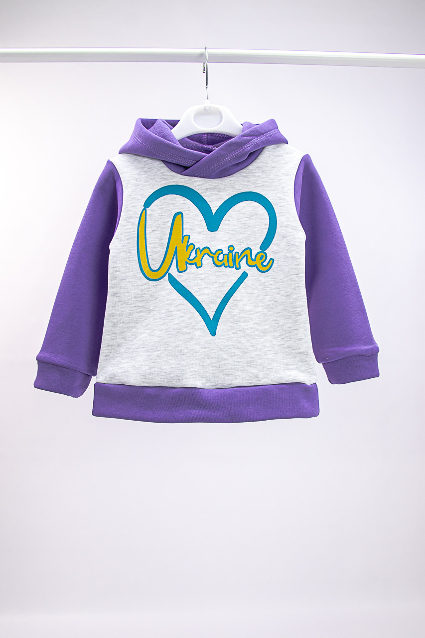Дитячий джемпер для дівчинки з принтом Ukraine тринитка, фото 1