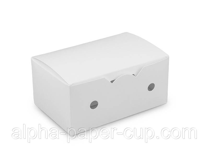 Коробка з отворами 130*85*60 біла, 50 шт/уп., 500 шт/ящ.