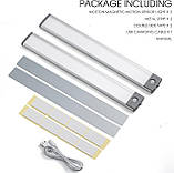 MOSTON 2Pack 60LED Світильники для шафи з димуванням 3 кольори Датчик руху Нічний світ (білий/Натуральний/Тепло освітлення), фото 9