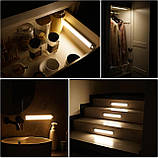 MOSTON 2Pack 60LED Світильники для шафи з димуванням 3 кольори Датчик руху Нічний світ (білий/Натуральний/Тепло освітлення), фото 7