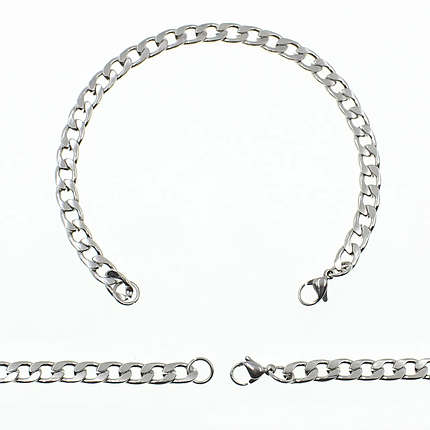 Браслет чоловічий панцирний від Stainless Steel колір срібло з медичної сталі довжина 22 см ширина 5 мм, фото 1