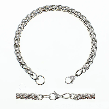 Браслет сріблястий чоловічий лосок Stainless Steel із медичної сталі довжина 22 см ширина 4 мм, фото 1