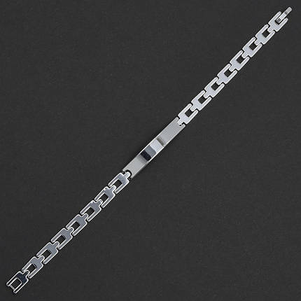 Браслет серебристого цвета пластина из нержавеющей медицинской стали от Stainless Steel длина 20см ширина 7 мм, фото 1