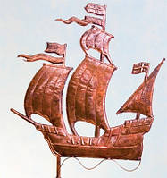 Флюгер мідний парусник Кораблик 56 х 56 х 4 см FL31 Майстерня