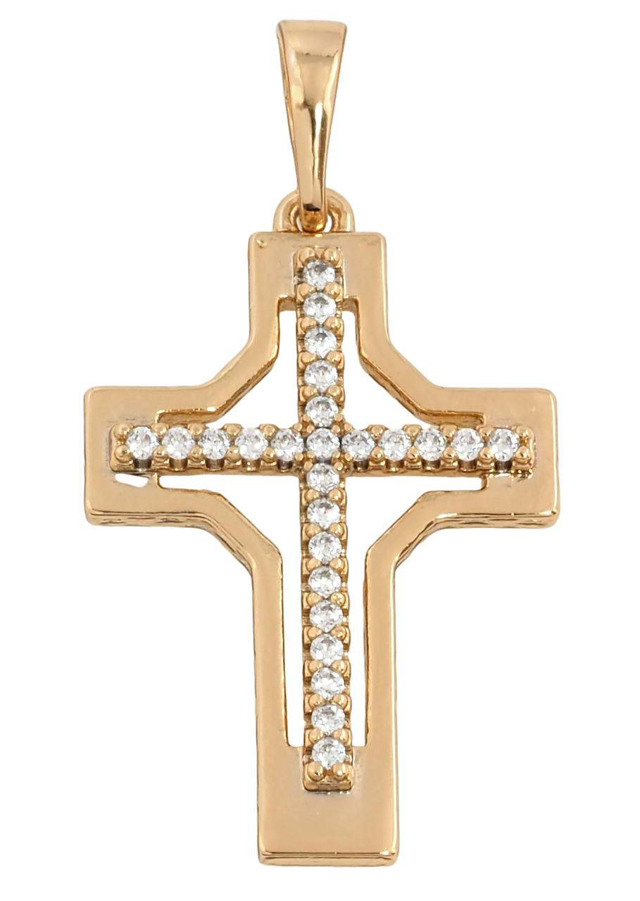 Кулон Xuping Позолота 18K "Хрест з цирконієм" для ланцюжка до 6мм