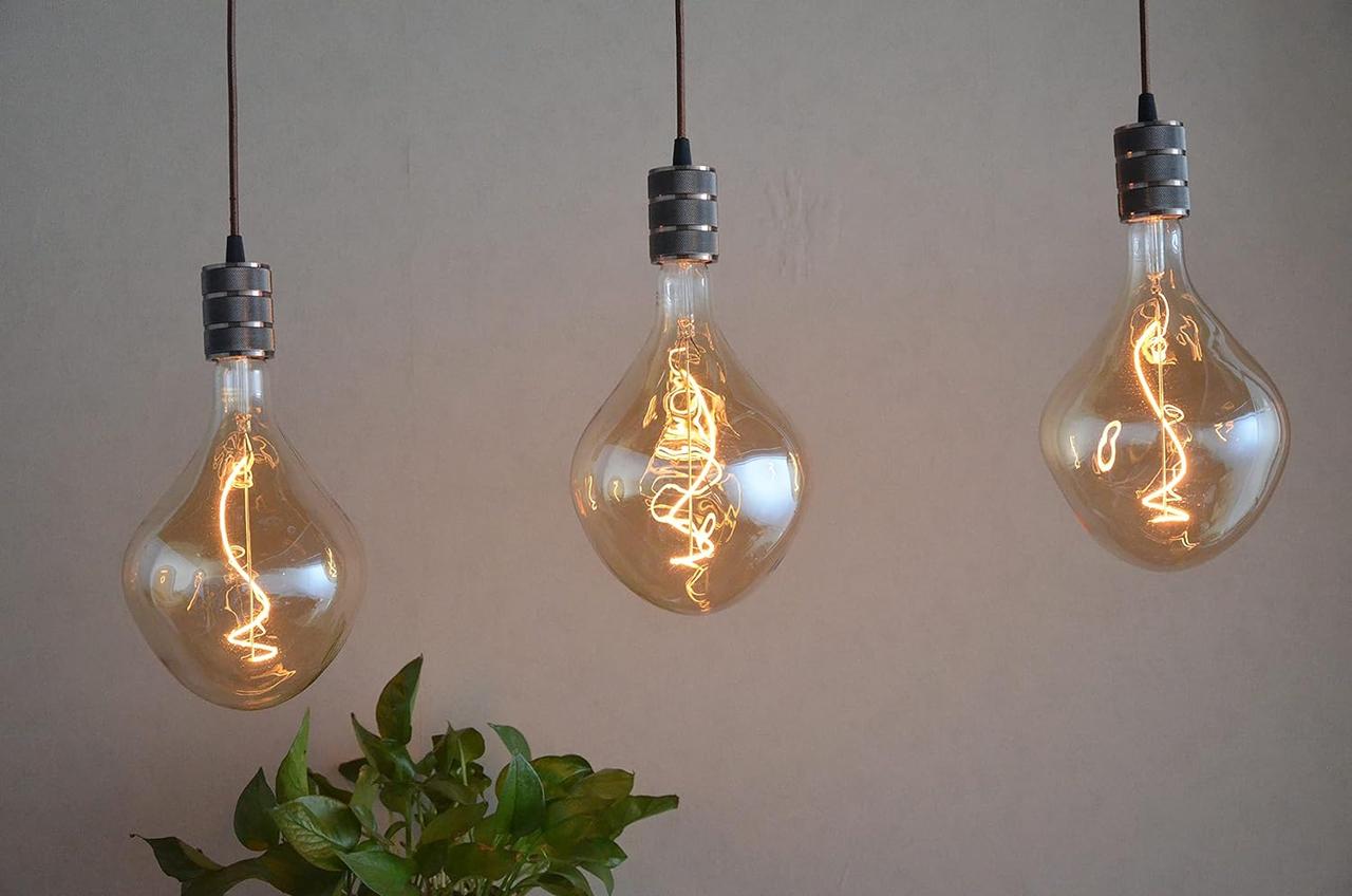 SD LUX E27 Урожайні світлодіодні лампи 5W Large Sprial XXL A165 Бурштиновий скляний підвісний світильник Декоративні, фото 1