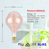 SD LUX E27 Урожайні світлодіодні лампи 5W Large Sprial XXL A165 Бурштиновий скляний підвісний світильник Декоративні, фото 3