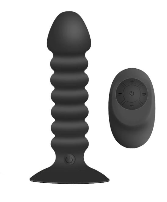Анальна пробка 10 режимів вібрації з пультом дистанційного керування арт01, фото 1