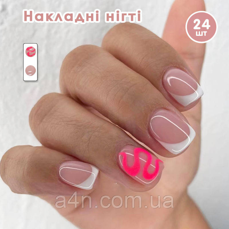Накладні нігті 24 шт. + клей для нігтів манікюру, форма типс - овал