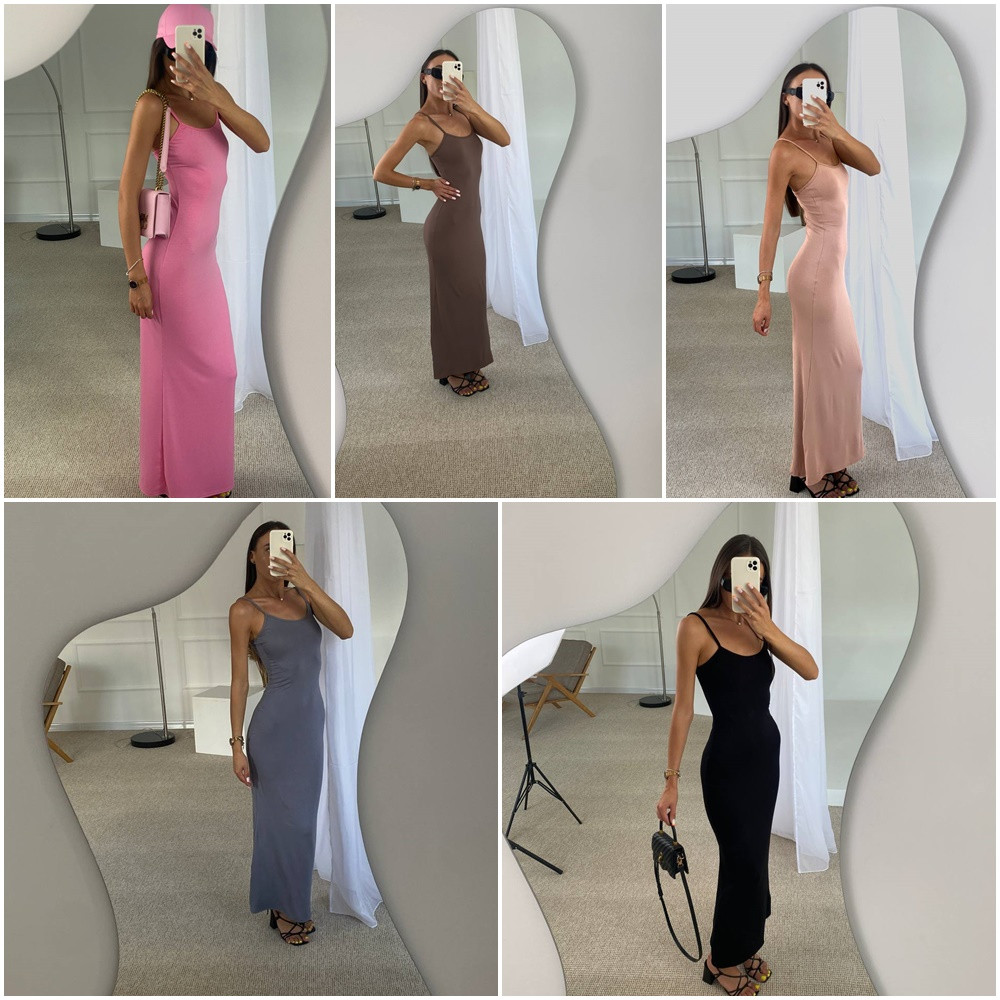 Стильне чорне плаття максі на бретелях розміри норма