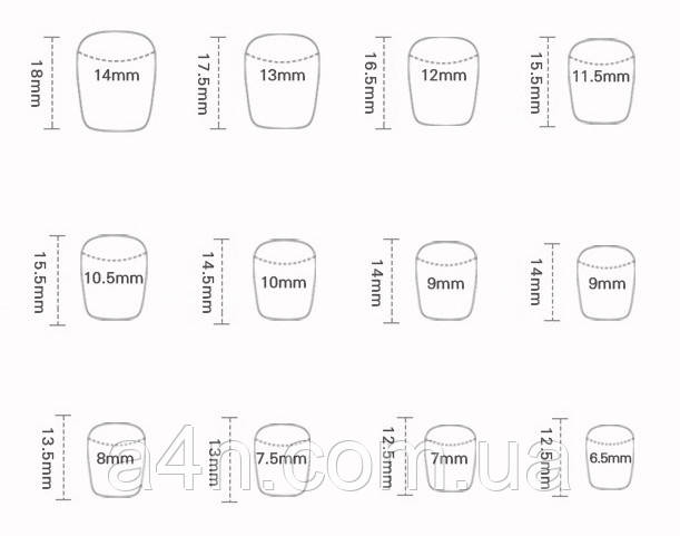 Розміри накладних нігтів