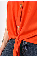 Жіноча блузка на ґудзиках та зав'язці, вільного крою футболка, великих розмірів, червоний, XXL, фото 4