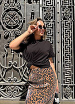 Модна жіноча спідниця міді леопардовий принт віскоза Uslip340, фото 4