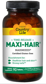 Вітаміни для волосся, шкіри та нігтів Country Life Maxi-Hair 90 таблеток, скло.