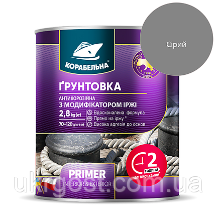 Ґрунтовка з модифікатором іржі Корабельна ПФ-010М Сірий мат 50 кг, фото 1