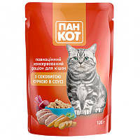 Корм для котів із соковитою куркою в соусі 100 г Пан Кот
