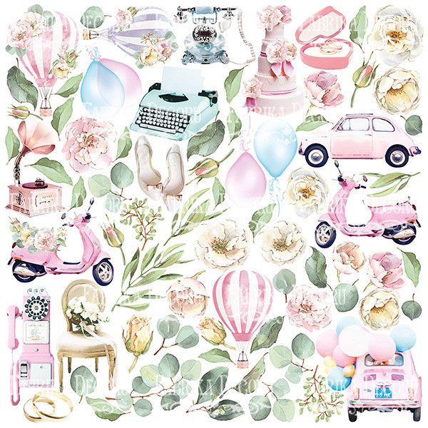 Лист з картками для вирізання 30*30см Fabrika Decoru "Walking on clouds" FD01090F