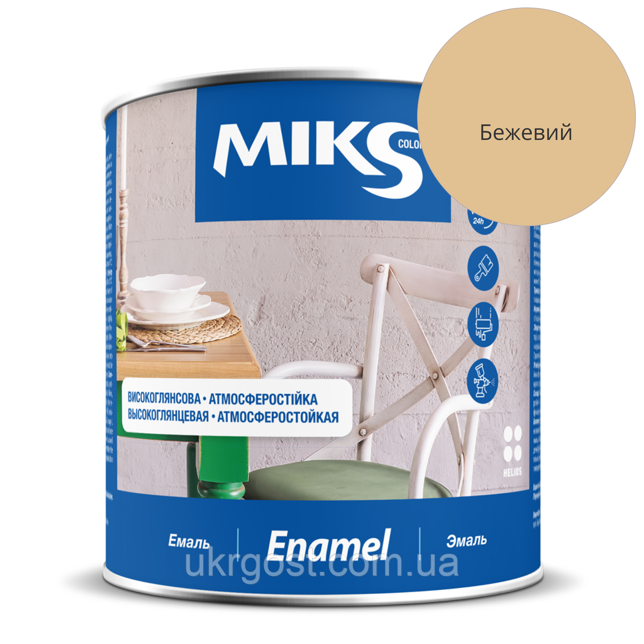 Емаль алкідна Miks ПФ-115 Бежевий глянець 0,9 кг