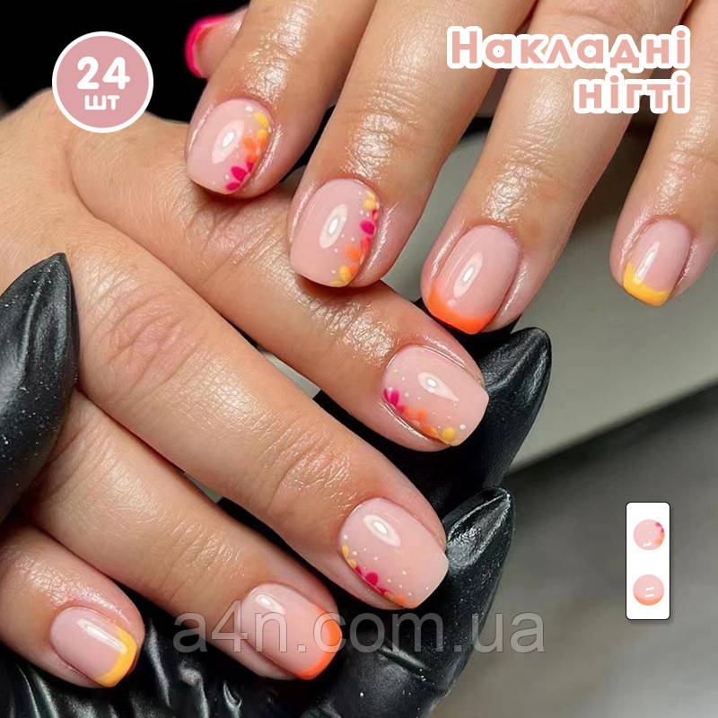 Накладні нігті 24 шт. + клей для нігтів манікюру, форма типс - овал