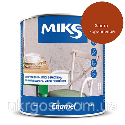 Емаль алкідна Miks ПФ-115 Жовто-коричневий глянець 2,8 кг, фото 1