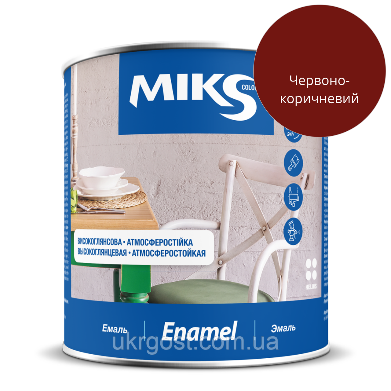 Емаль алкідна Miks ПФ-115 Червоно-коричневий глянець 2,8 кг