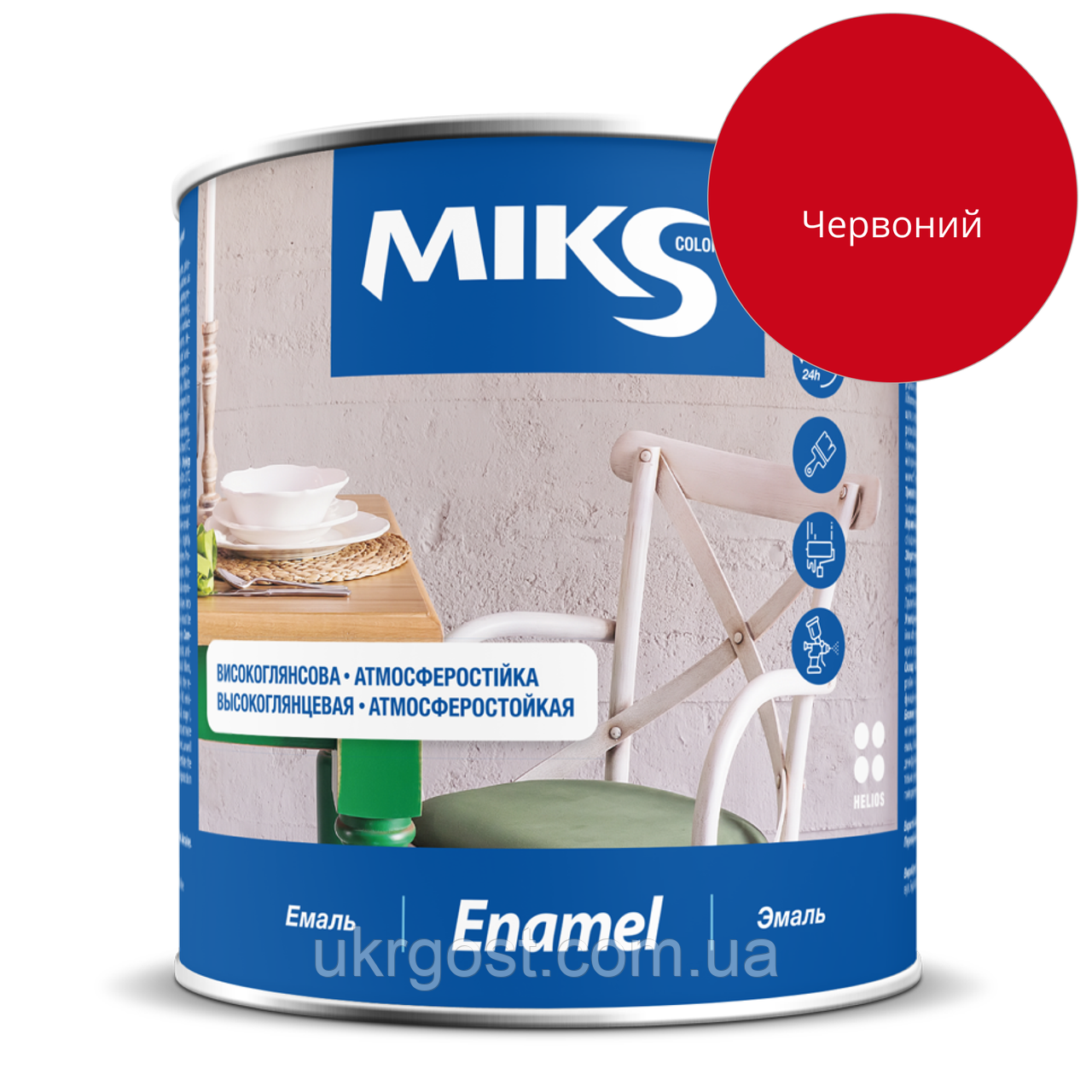 Емаль алкідна Miks ПФ-115 Червоний глянець 0,8 кг