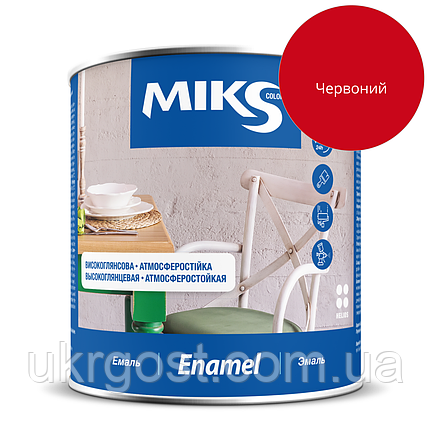 Емаль алкідна Miks ПФ-115 Червоний глянець 0,8 кг, фото 1