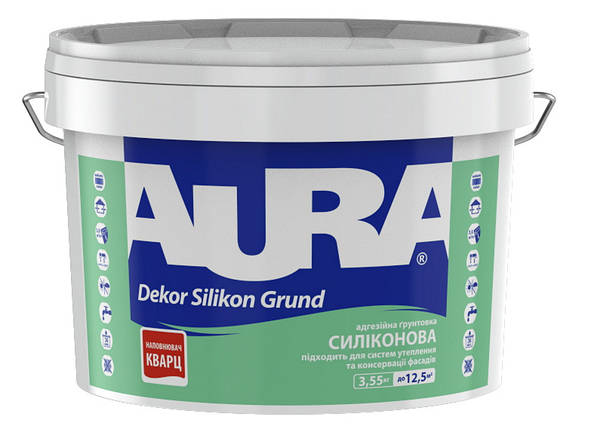 Кварцева силіконова адгезійна грунтовка Aura Dekor Silikon Grund, біла, 2,5л, фото 1