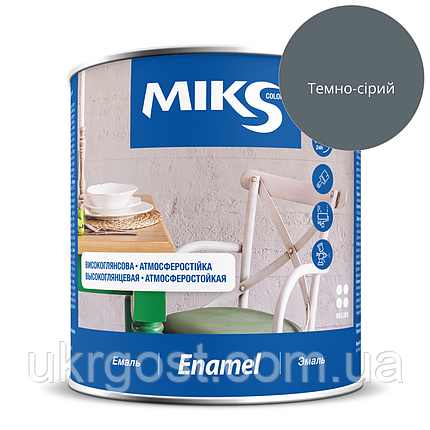 Емаль алкідна Miks ПФ-115 Темно-сірий глянець 0,8 кг, фото 1