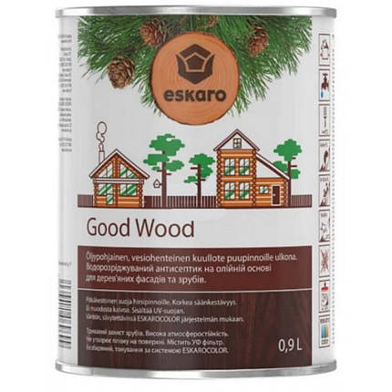 Eskaro Good Wood, олійний антисептик на водній основі для дерев’яного будинку з бруса, зруба, 0,9л, фото 1