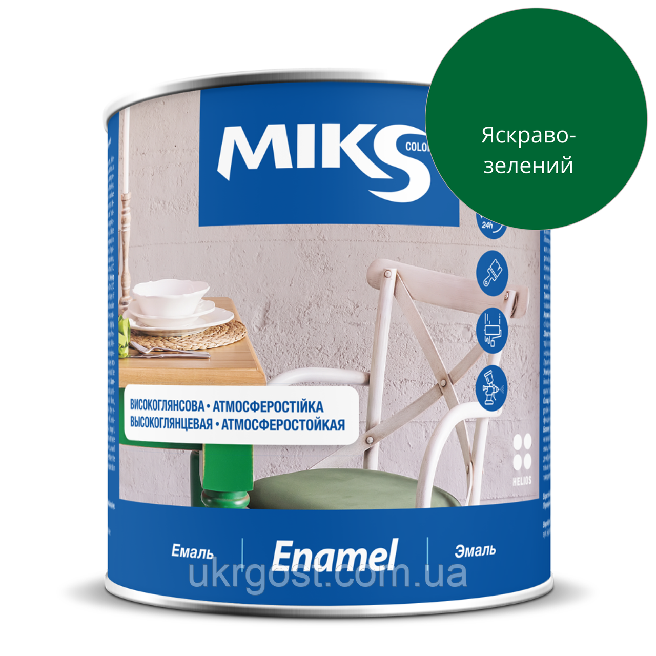 Емаль алкідна Miks ПФ-115 Яскраво-зелений глянець 2,3 кг