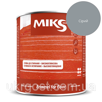 Фарба для підлоги Miks Сірий глянець 2,8 кг, фото 1