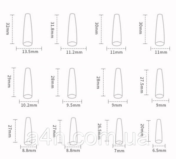 Розміри накладних нігтів