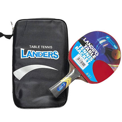Ракетка Landers 6* star, для настільного тенісу, пінг-понгу з чорним чохлом., фото 1