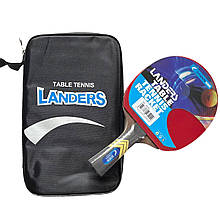 Ракетка Landers 6* star, для настільного тенісу, пінг-понгу з чорним чохлом.