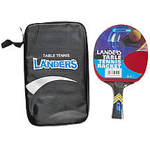 Ракетка Landers 6* star, для настільного тенісу, пінг-понгу з чорним чохлом., фото 2