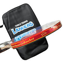 Ракетка Landers 6* star, для настільного тенісу, пінг-понгу з чорним чохлом., фото 3