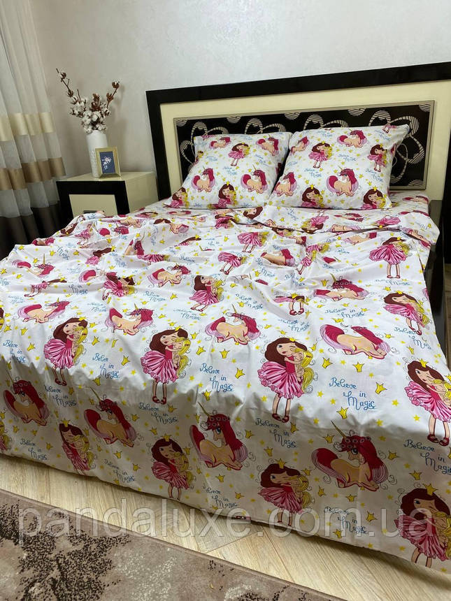 Постільна білизна бавовна бязь голд gold lux комплект Єдинороги, фото 2