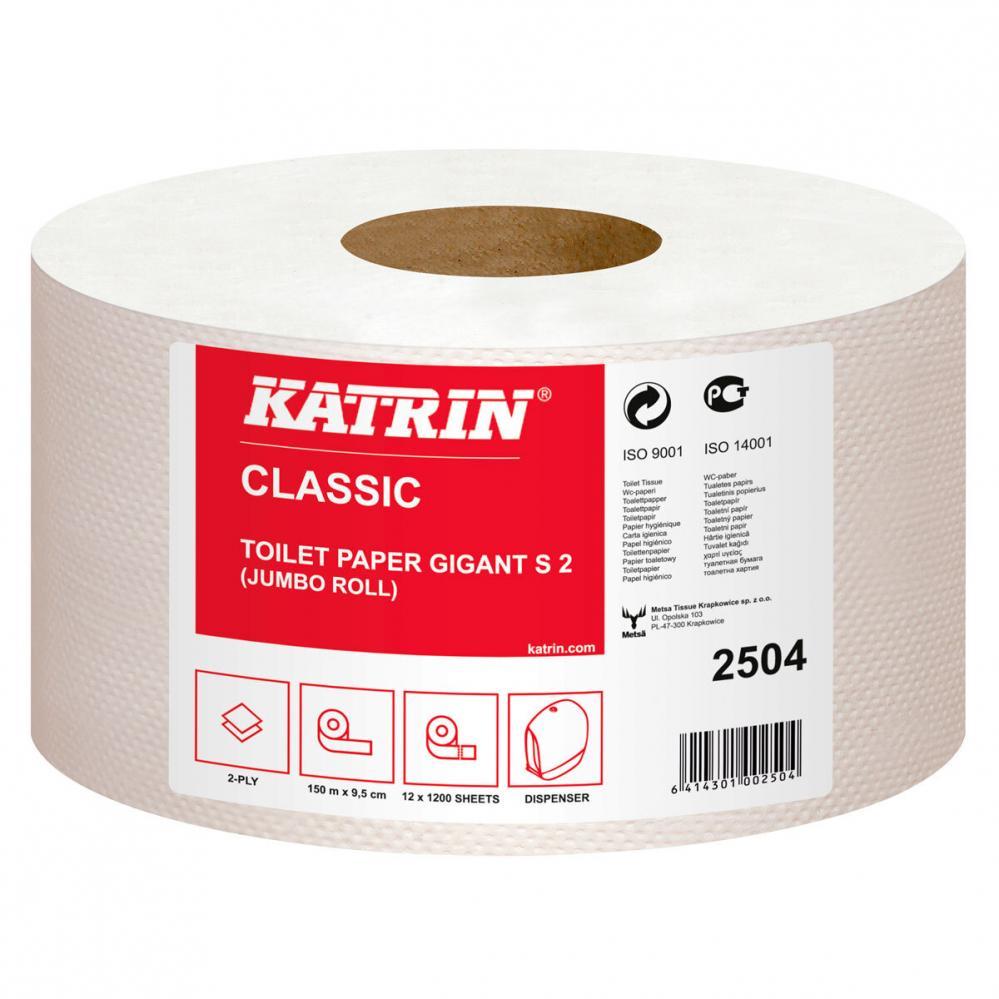 Туалетний папір Classic Gigant White 2-шаровий з целюлози, з перфорацією, 150 м, KATRIN