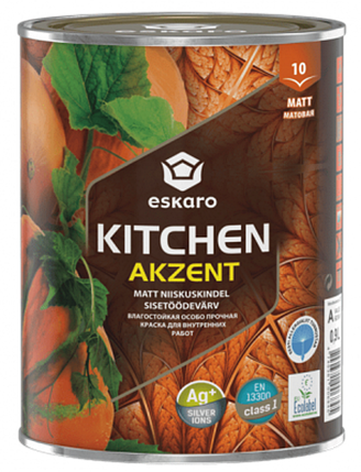 Eskaro Akzent Kitchen фарба для стін кухні вологостійка, TR (прозора база), 0,9л, фото 1