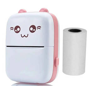 Принтер дитячий акумуляторний Mini printer Cat Ears 8499 Bluetooth Рожевий, фото 3