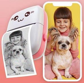 Принтер дитячий акумуляторний Mini printer Cat Ears 8499 Bluetooth Рожевий, фото 4